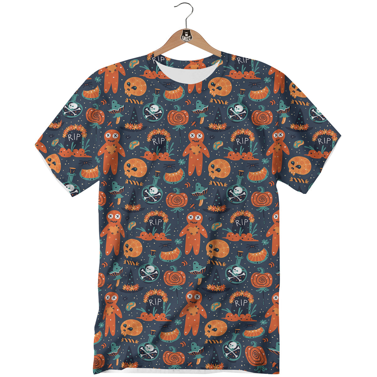 Voodoo Doll Halloween Print Pattern T-Shirt-grizzshop