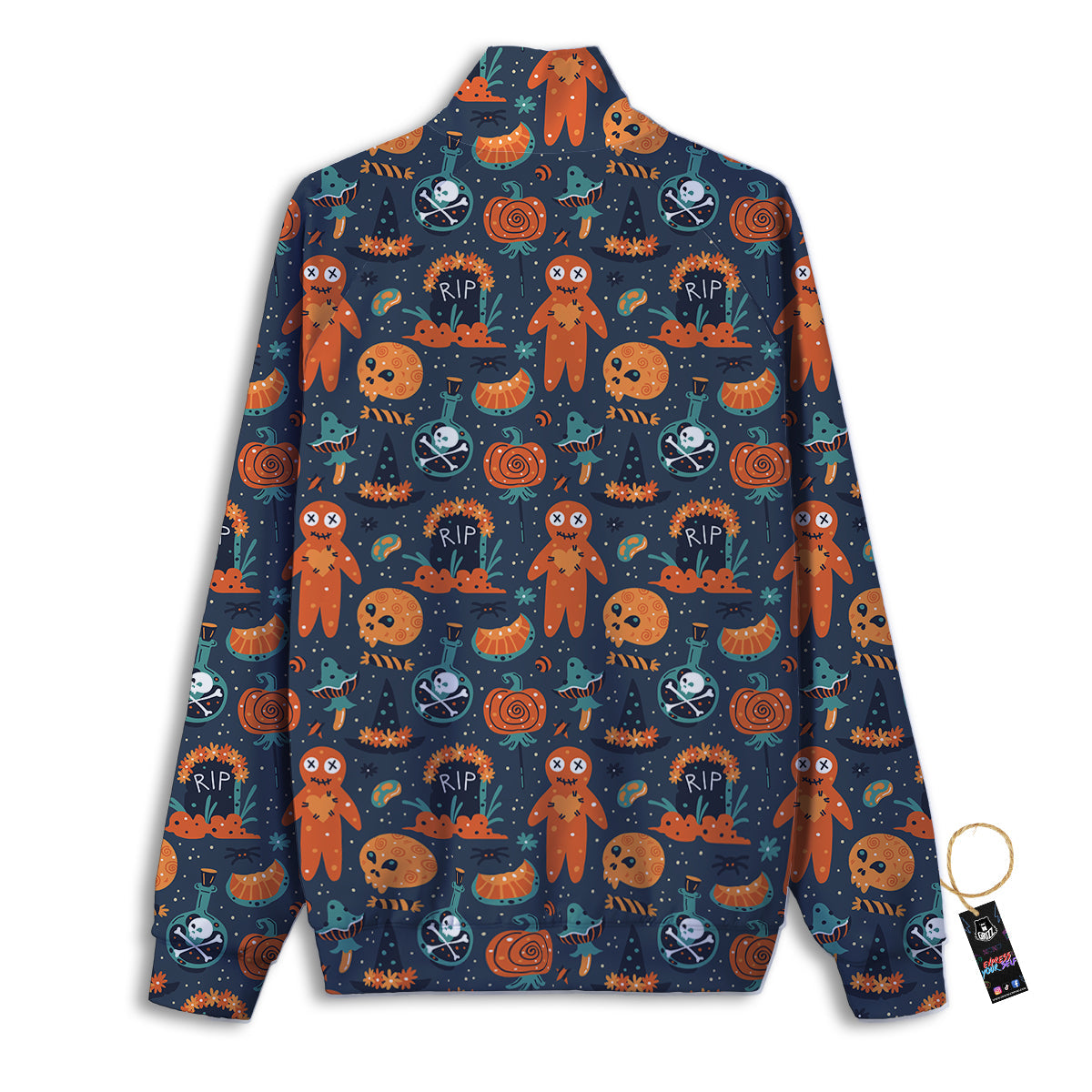Voodoo Doll Halloween Print Pattern Track Jacket-grizzshop