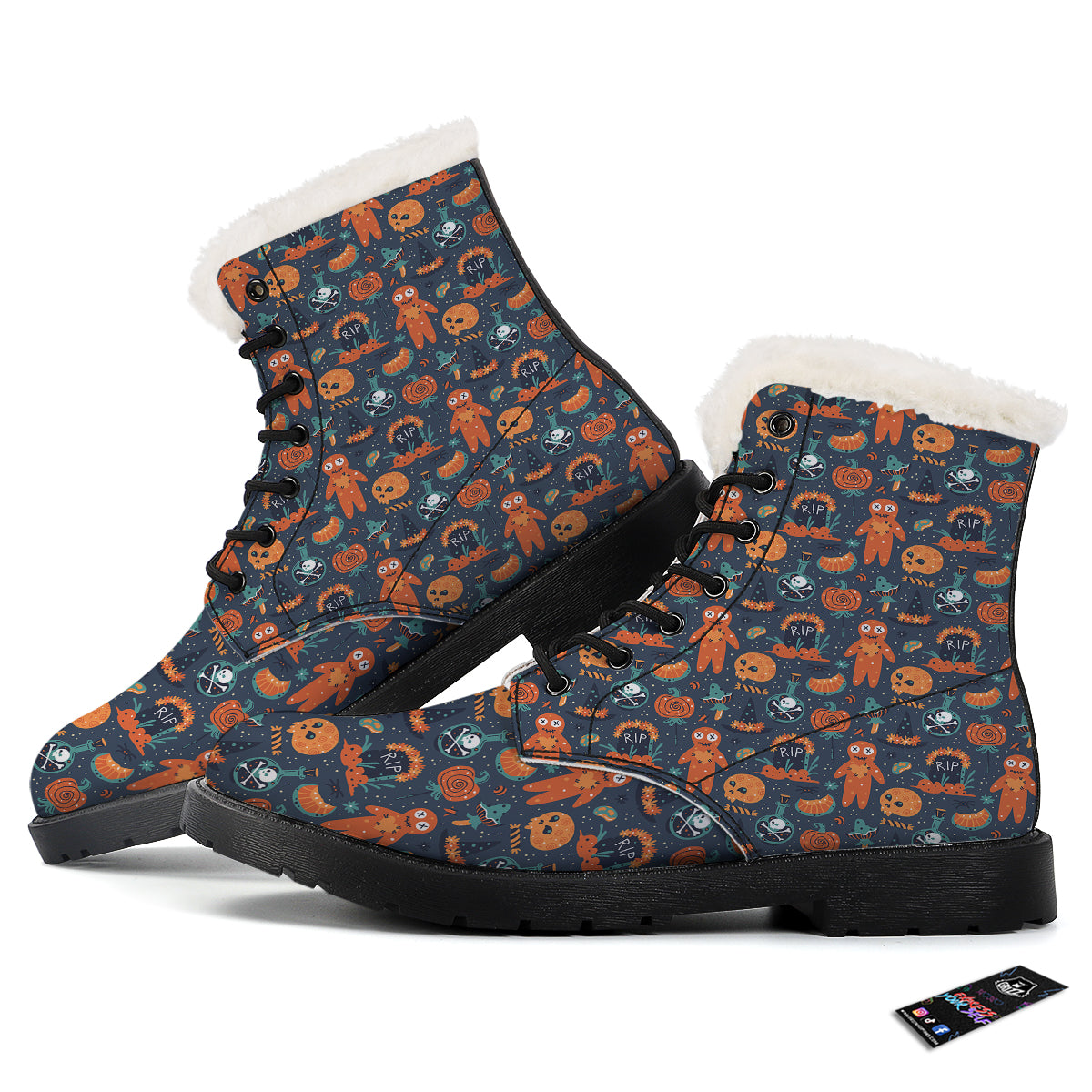 Voodoo Doll Halloween Print Pattern Winter Boots-grizzshop