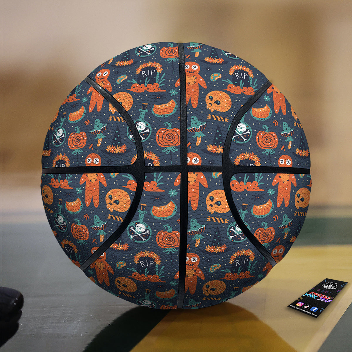 Voodoo Doll Halloween Print Pattern Basketball