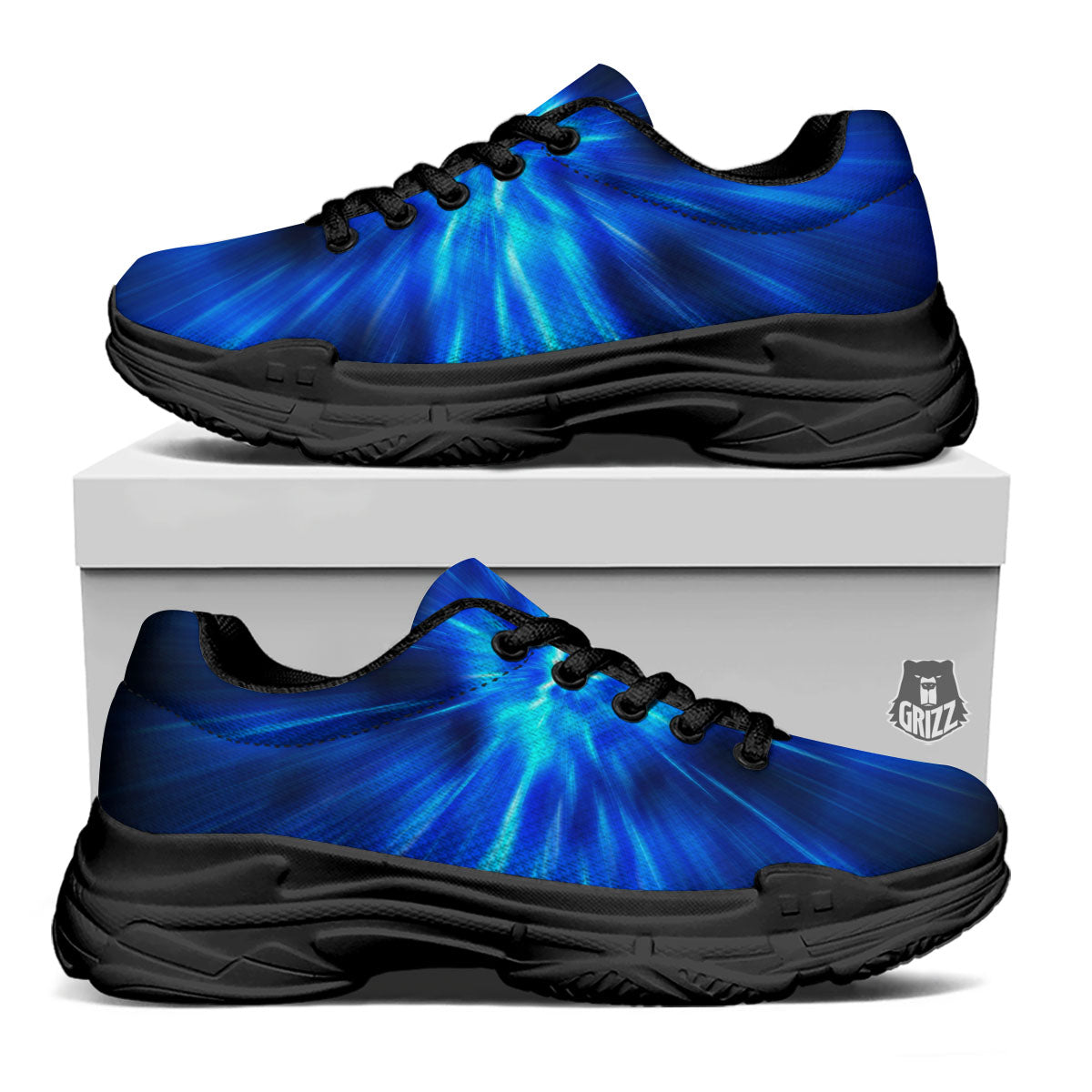 Vortex Lightspeed Print Black Chunky Shoes-grizzshop
