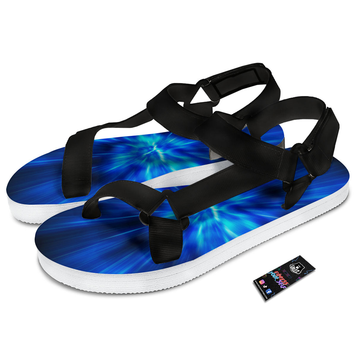Vortex Lightspeed Print Black Open Toe Sandals-grizzshop