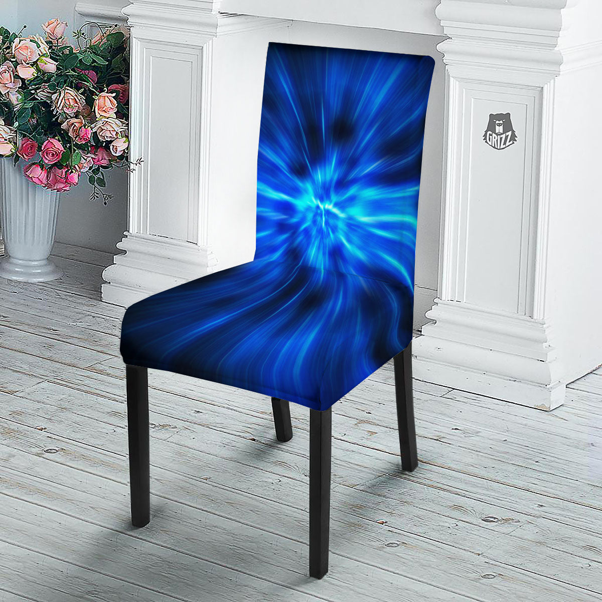 Vortex Lightspeed Print Dining Chair Slipcover-grizzshop
