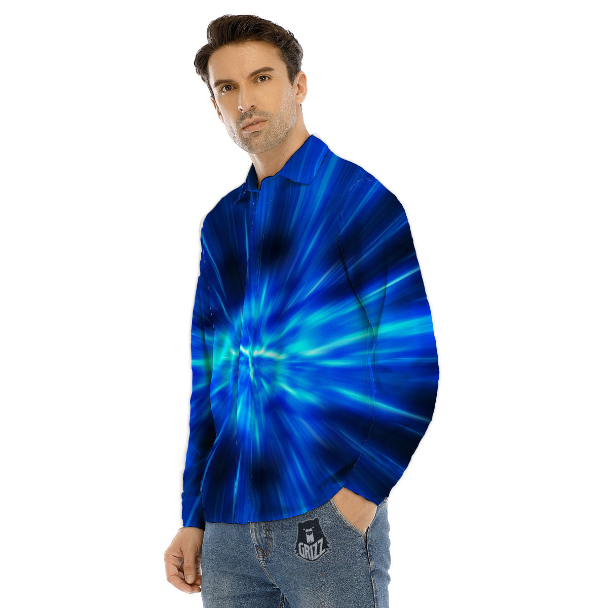 Vortex Lightspeed Print Men's Dress Shirts-grizzshop