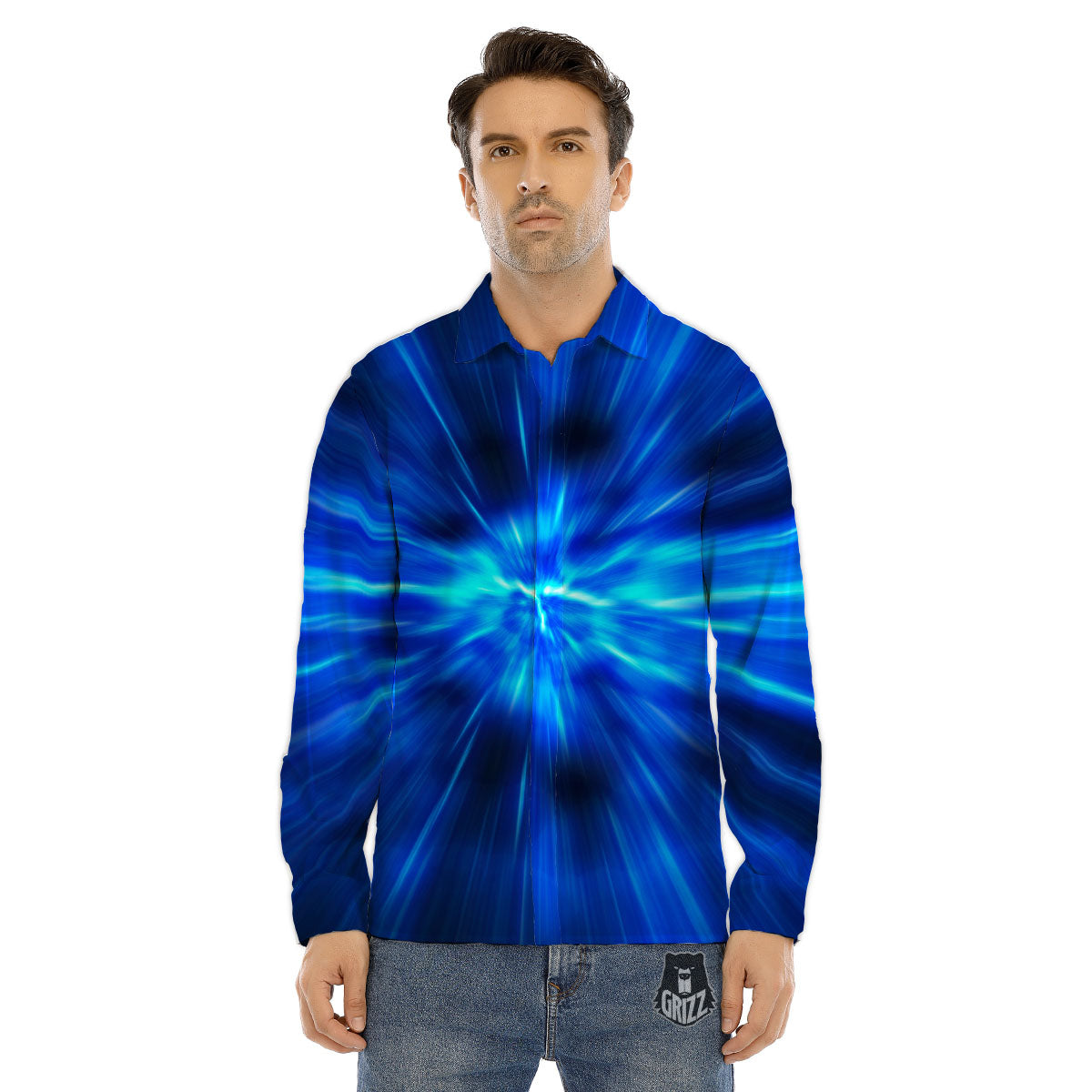 Vortex Lightspeed Print Men's Dress Shirts-grizzshop
