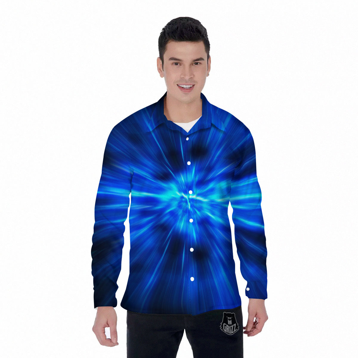 Vortex Lightspeed Print Men's Long Sleeve Shirts-grizzshop
