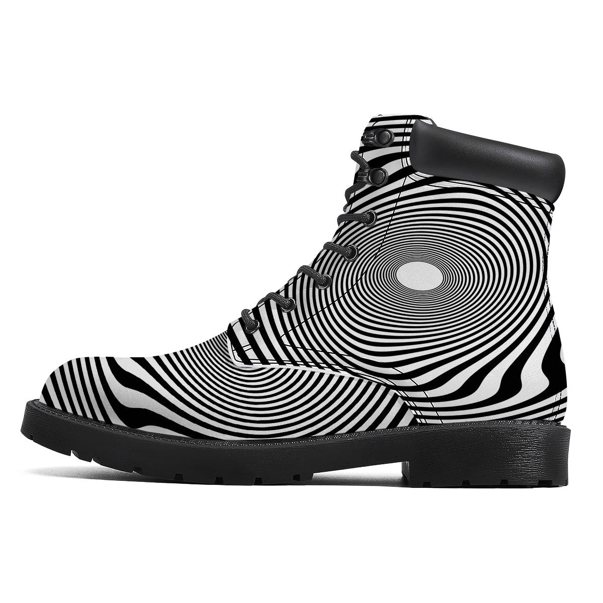 Vortex Swirl White And Black Print Boots-grizzshop