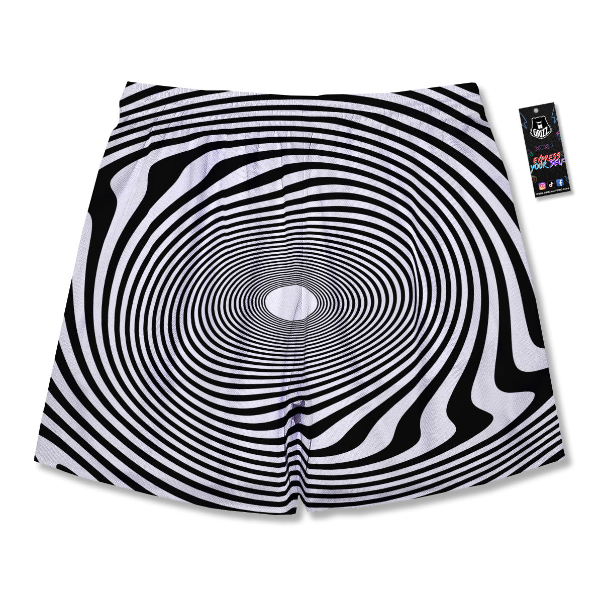 Vortex Swirl White And Black Print Men's Running Shorts-grizzshop