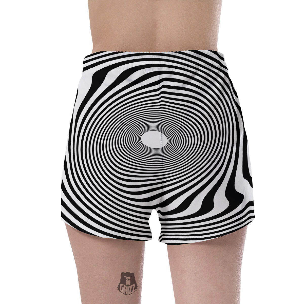 Vortex Swirl White And Black Print Women's Shorts-grizzshop