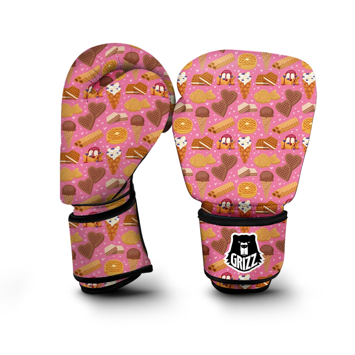 Waffle Dessert Pattern Print Boxing Gloves-grizzshop