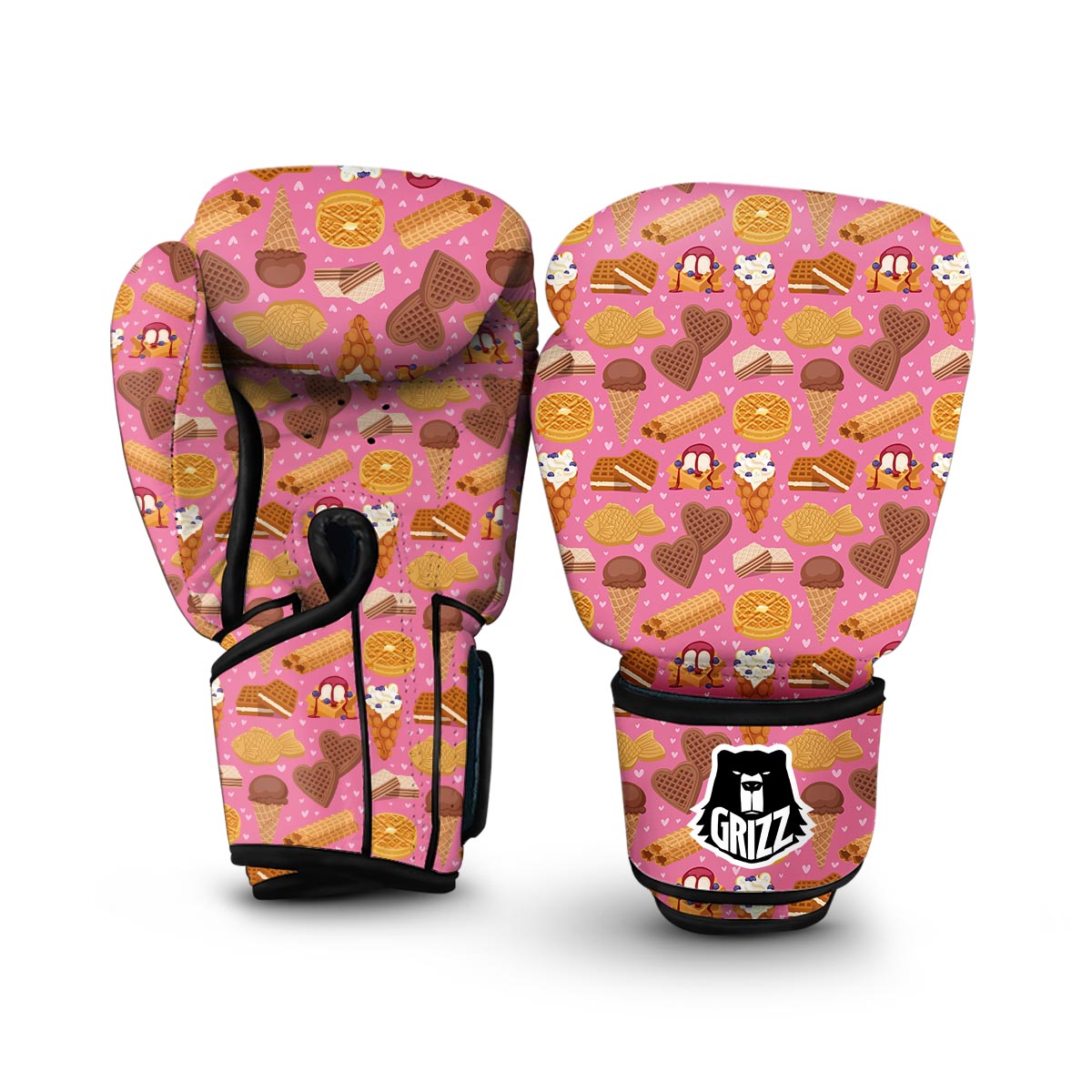 Waffle Dessert Pattern Print Boxing Gloves-grizzshop