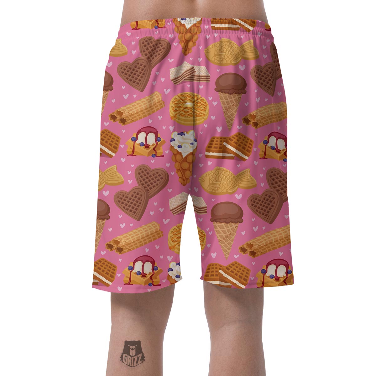 Waffle Dessert Pattern Print Men's Shorts-grizzshop