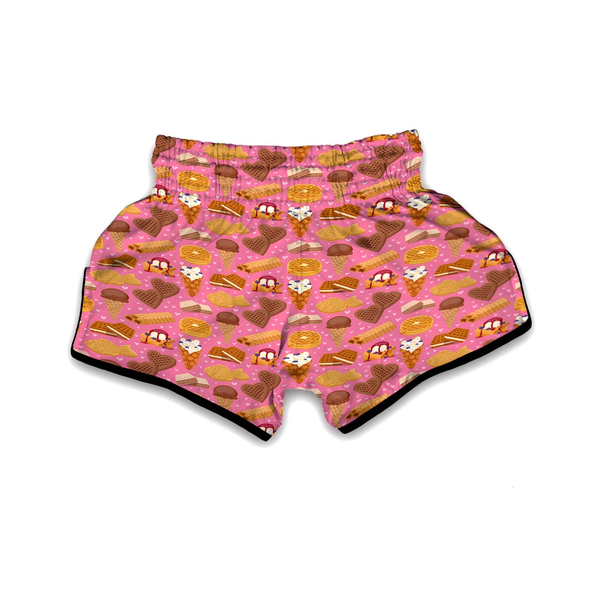 Waffle Dessert Pattern Print Muay Thai Boxing Shorts-grizzshop