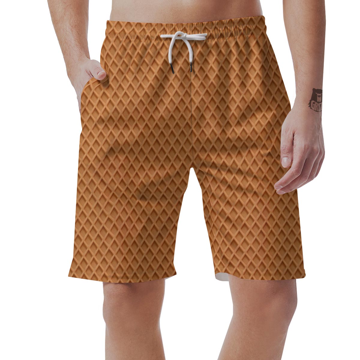 Waffle Pattern Print Men's Shorts-grizzshop