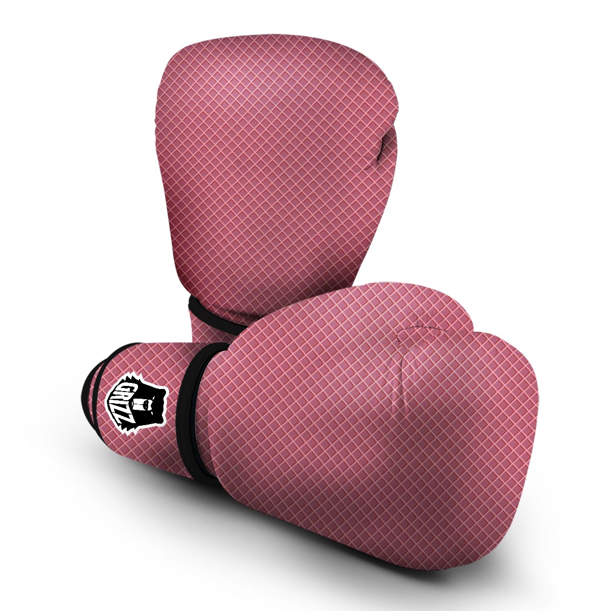 Waffle Pink Pattern Print Boxing Gloves-grizzshop