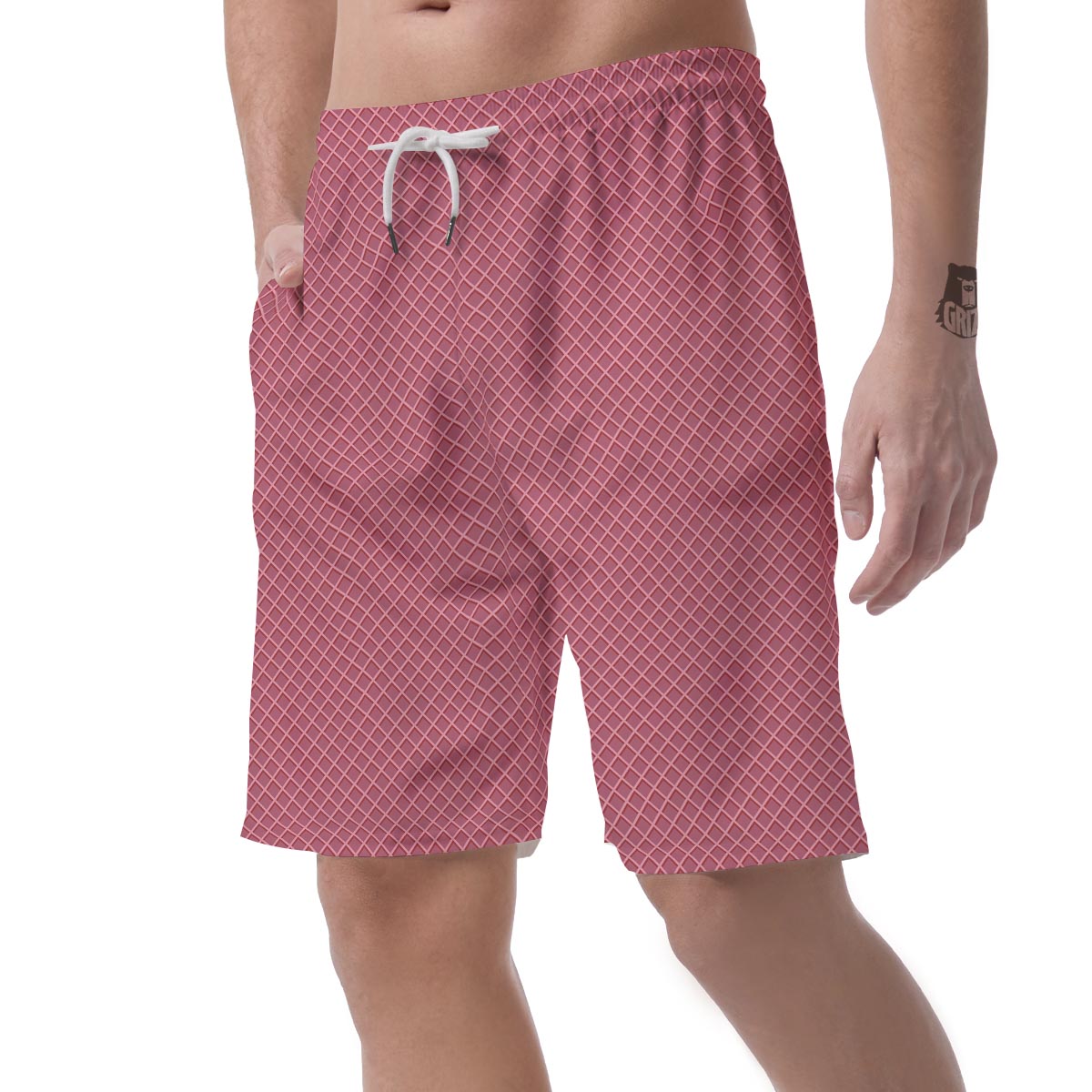 Waffle Pink Pattern Print Men's Shorts-grizzshop