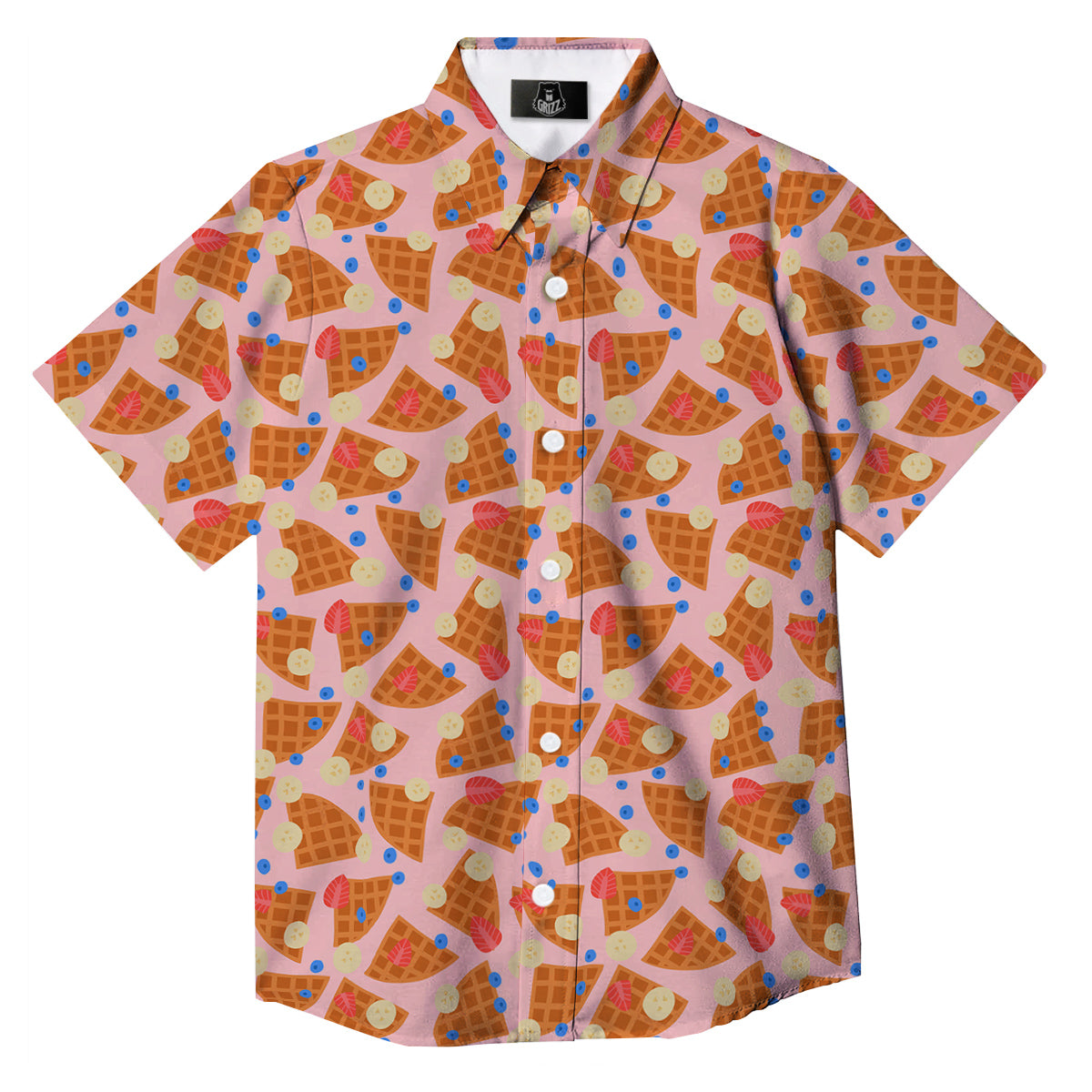 Waffle Print Cute Pattern Button Up Shirt-grizzshop