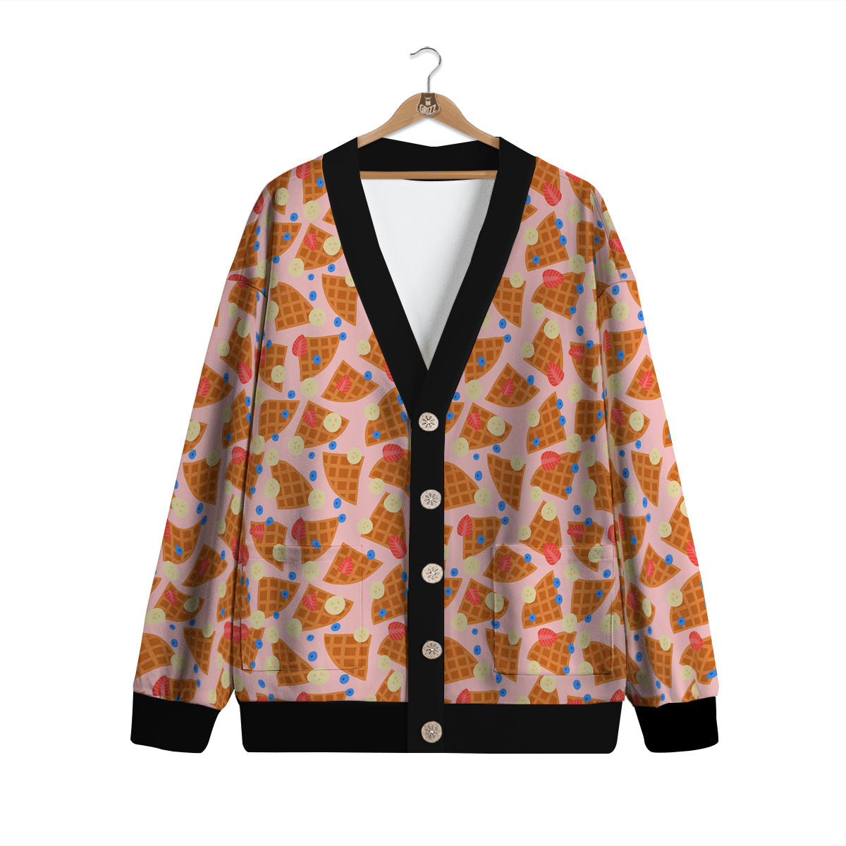 Waffle Print Cute Pattern Cardigan-grizzshop