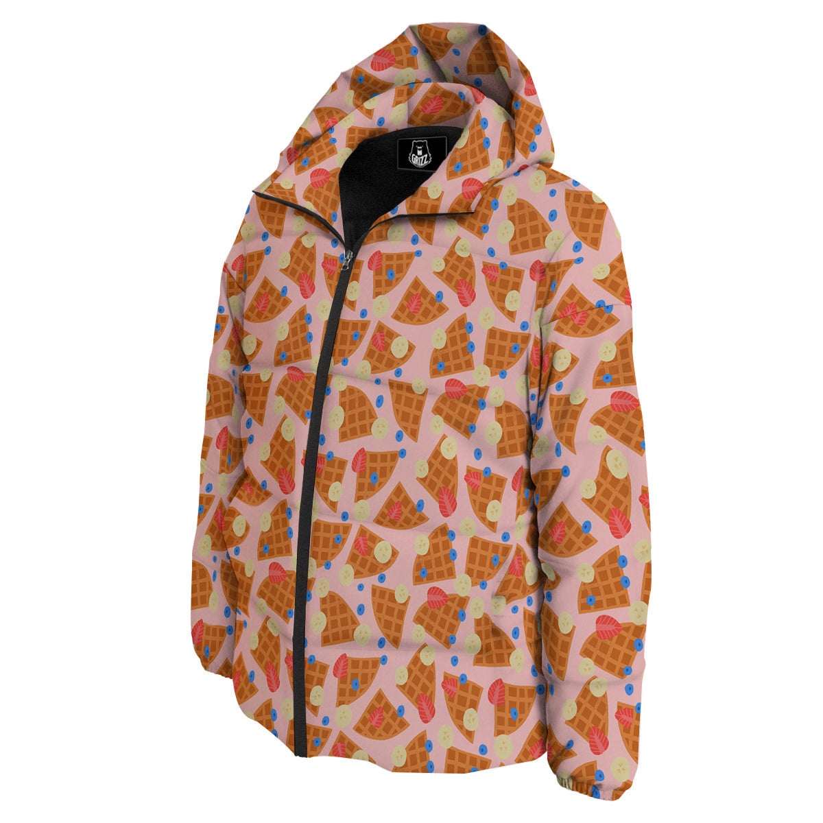 Waffle Print Cute Pattern Down Jacket-grizzshop