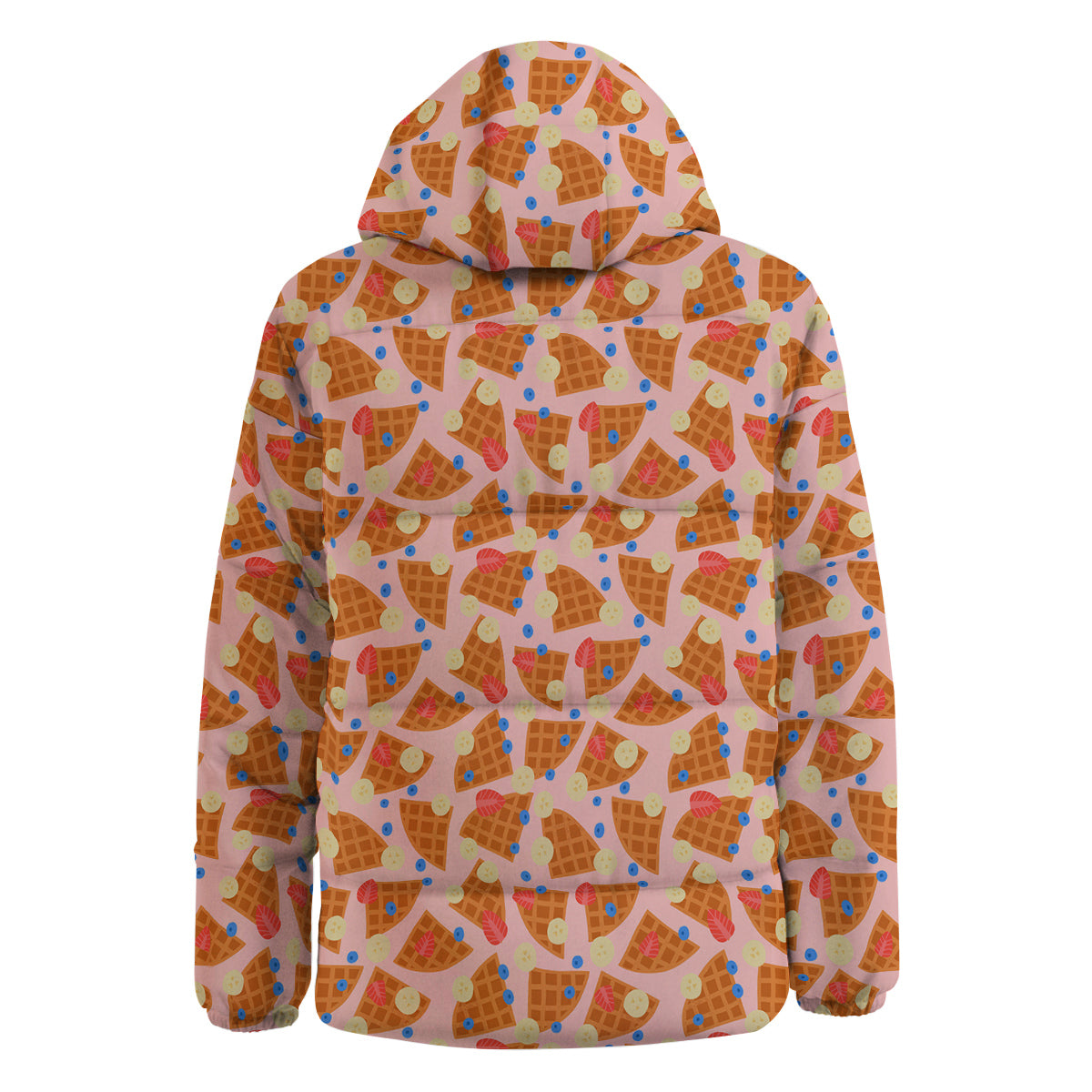 Waffle Print Cute Pattern Down Jacket-grizzshop