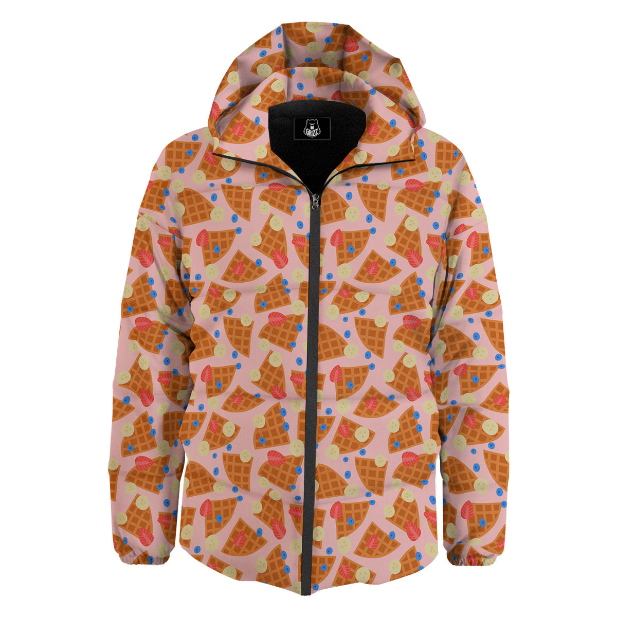 Waffle Print Cute Pattern Down Jacket-grizzshop