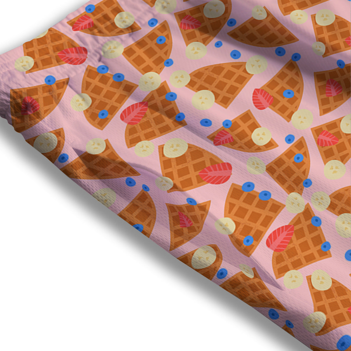 Waffle Print Cute Pattern Mesh Shorts-grizzshop