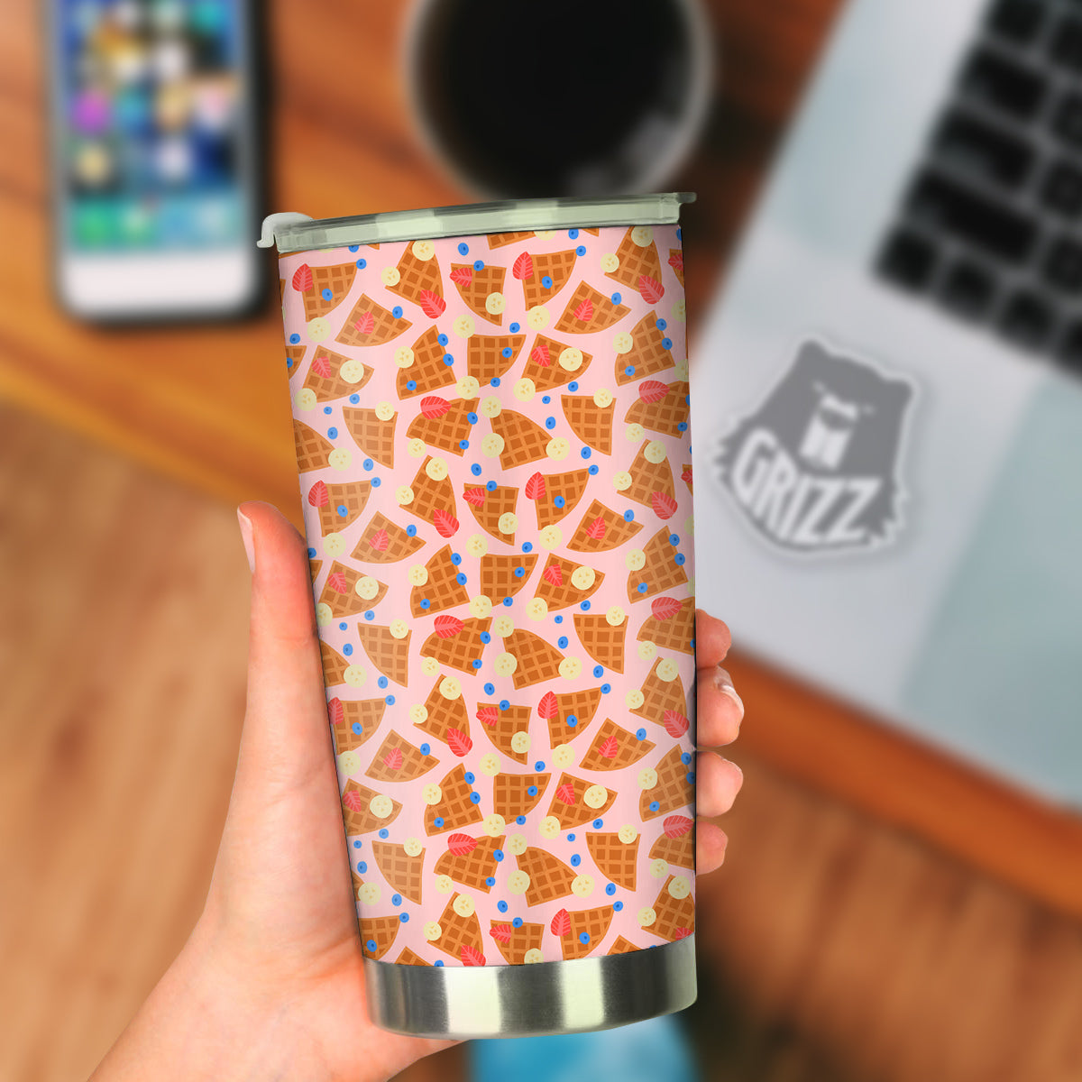 Waffle Print Cute Pattern Tumbler-grizzshop