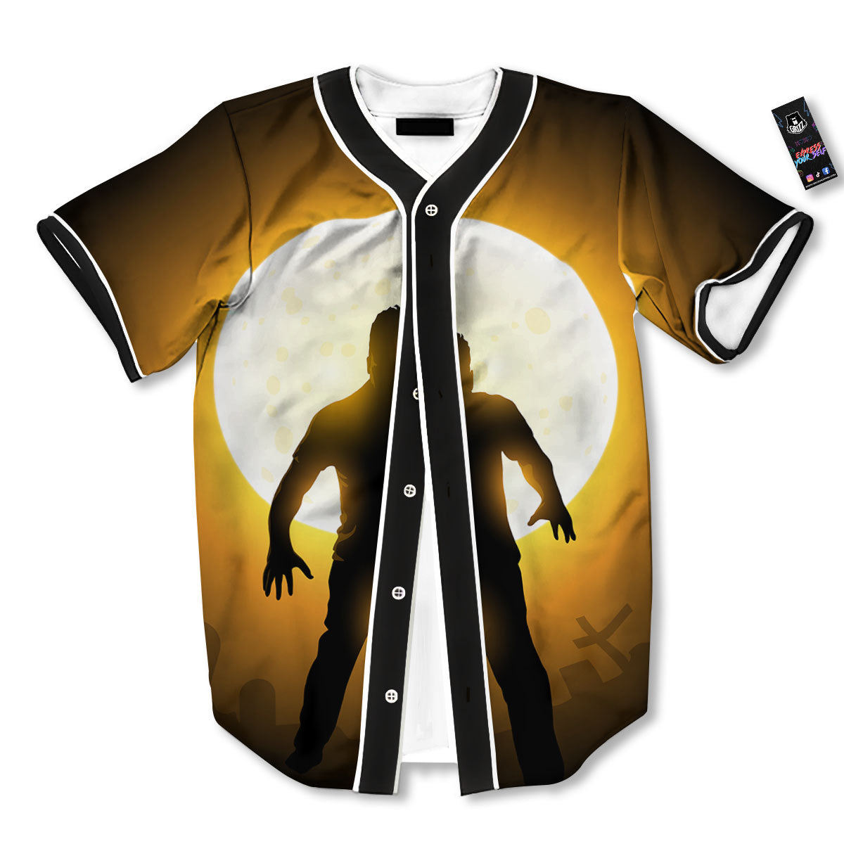Walking Zombie Halloween Print Baseball Jersey-grizzshop