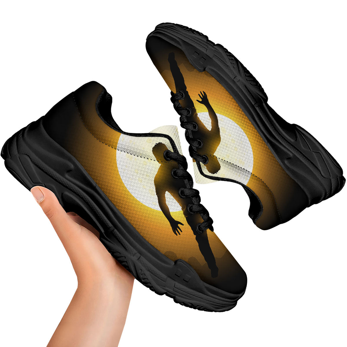 Walking Zombie Halloween Print Black Chunky Shoes-grizzshop