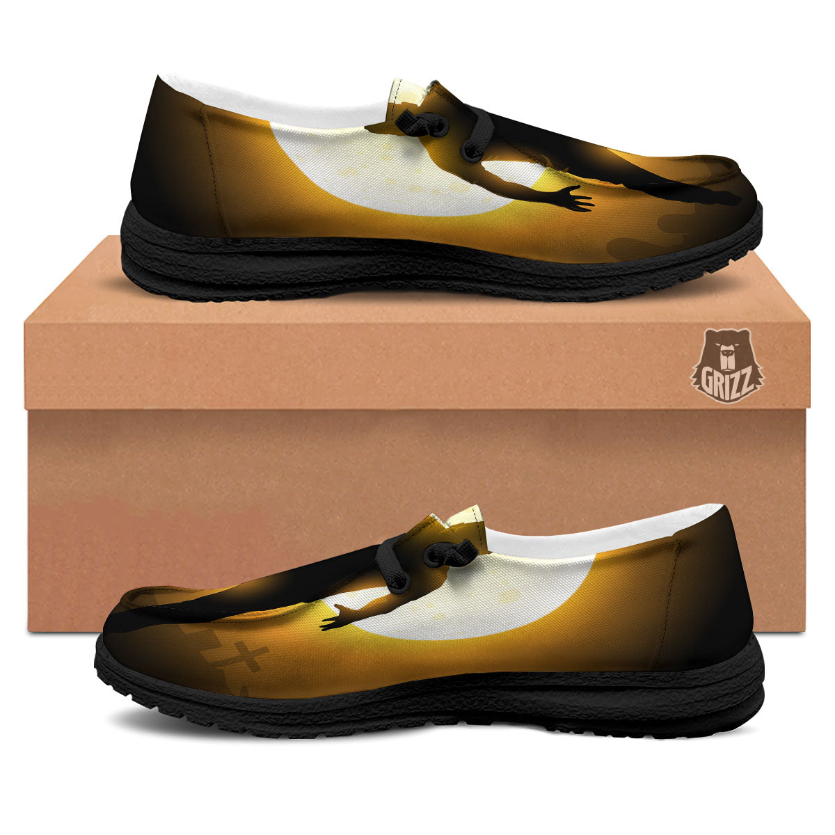 Walking Zombie Halloween Print Black Loafers-grizzshop