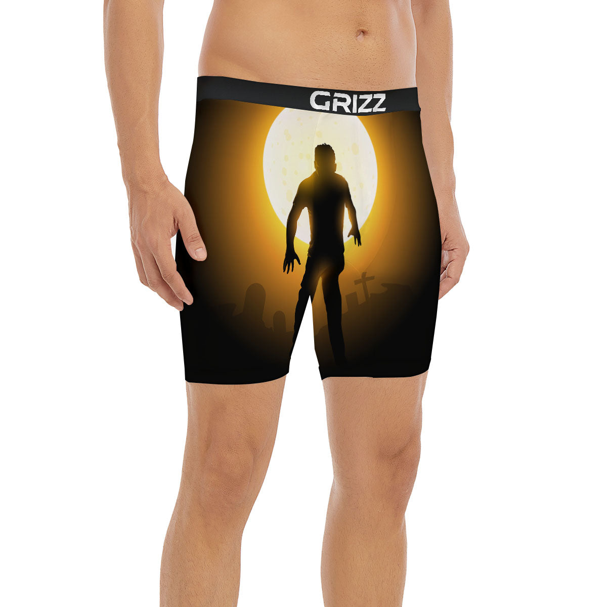 Walking Zombie Halloween Print Boxer Briefs-grizzshop