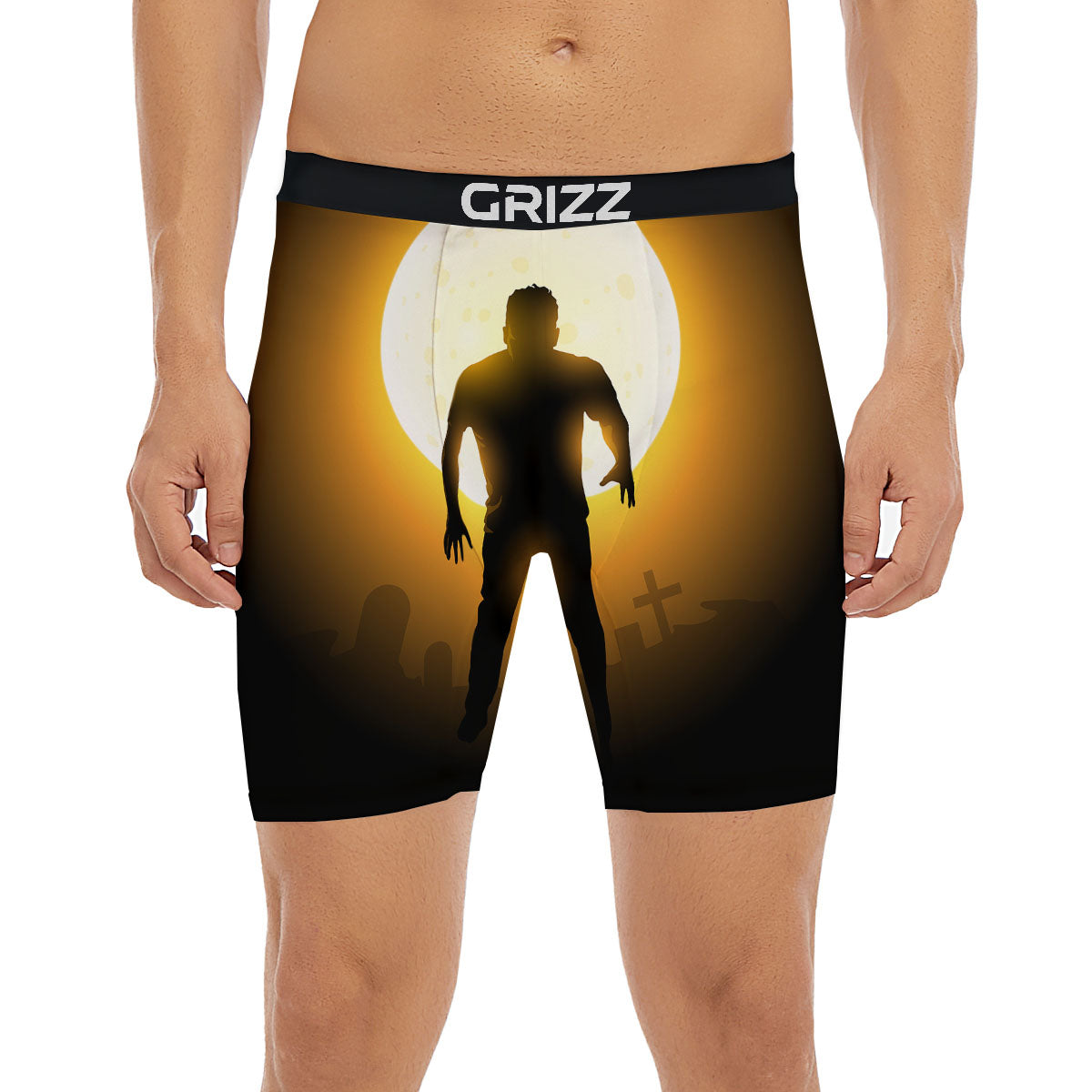 Walking Zombie Halloween Print Boxer Briefs-grizzshop