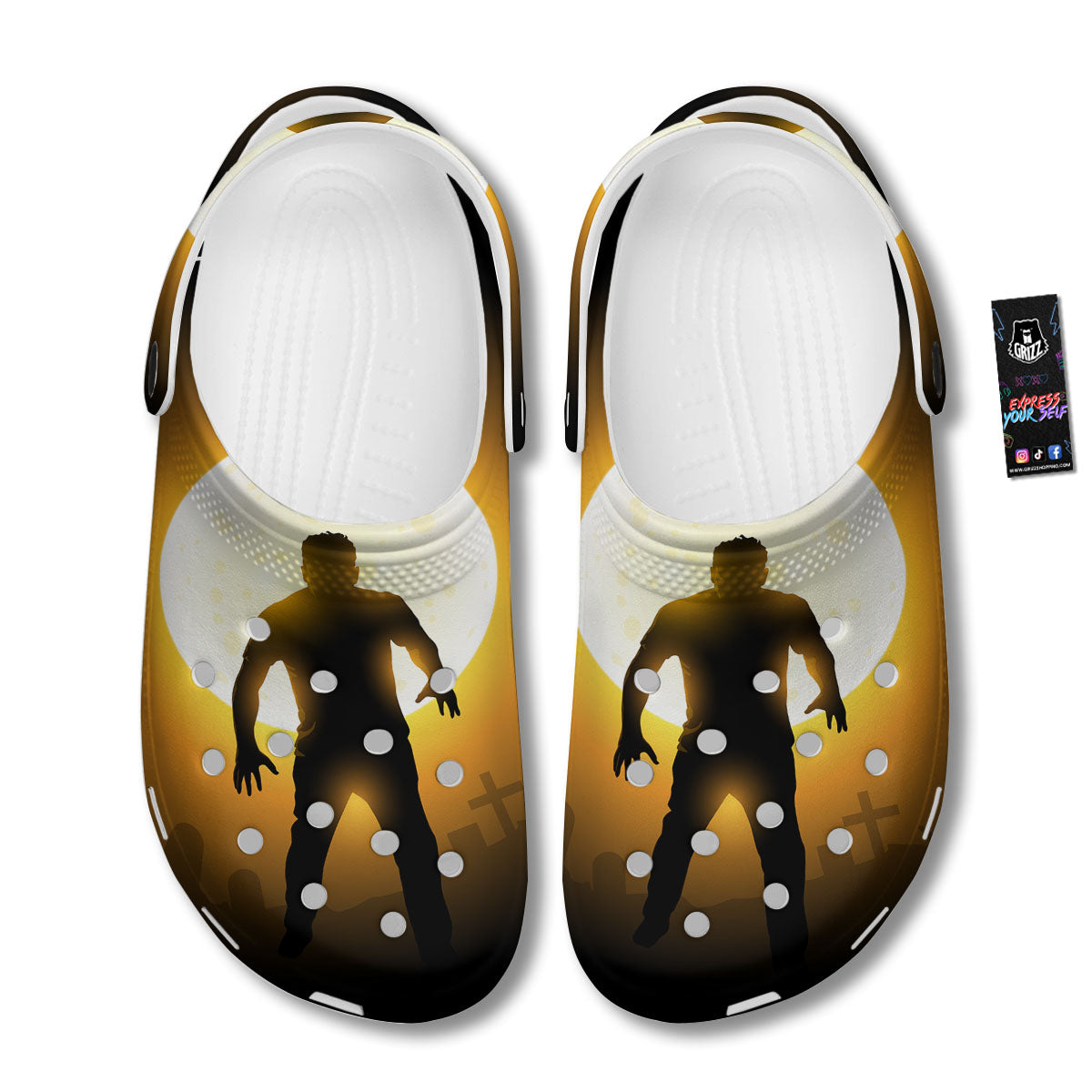 Walking Zombie Halloween Print Clog-grizzshop