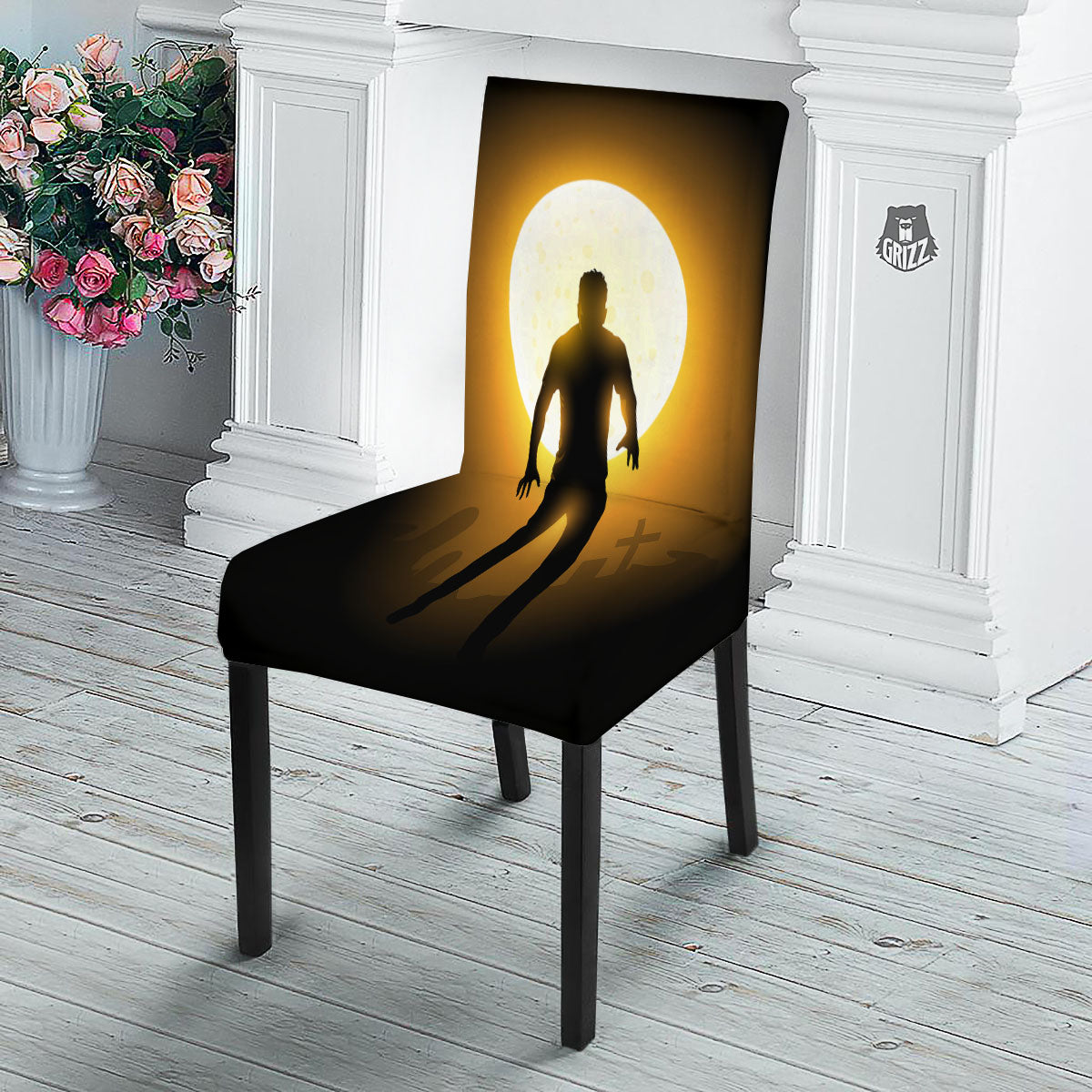 Walking Zombie Halloween Print Dining Chair Slipcover-grizzshop