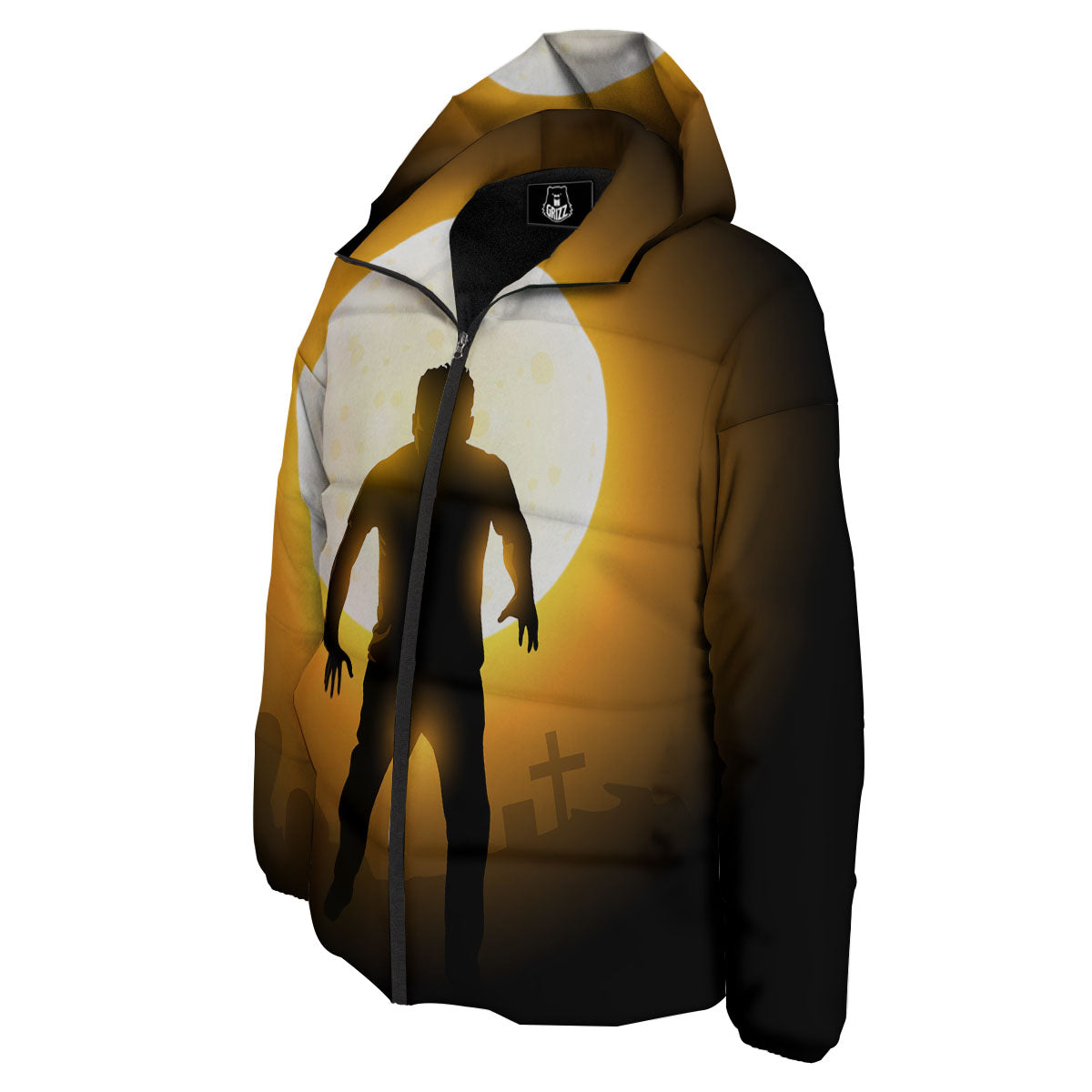 Walking Zombie Halloween Print Down Jacket-grizzshop