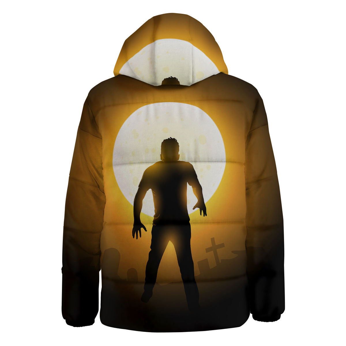 Walking Zombie Halloween Print Down Jacket-grizzshop