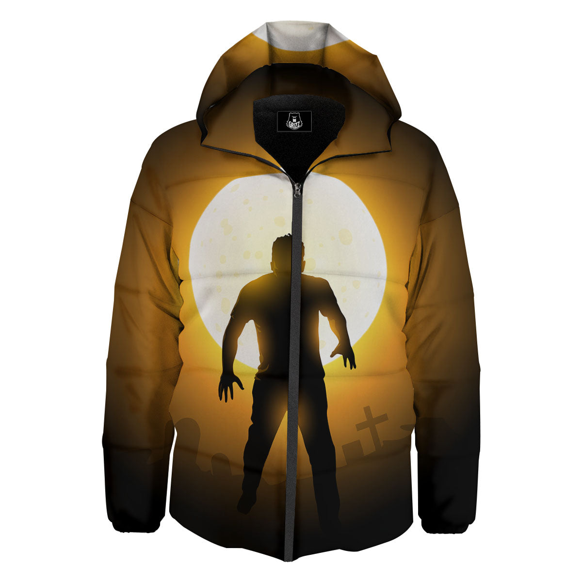 Walking Zombie Halloween Print Down Jacket-grizzshop