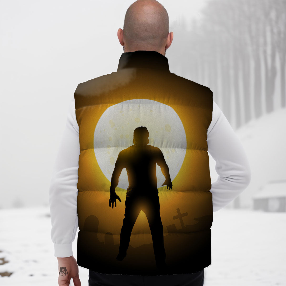 Walking Zombie Halloween Print Down Vest