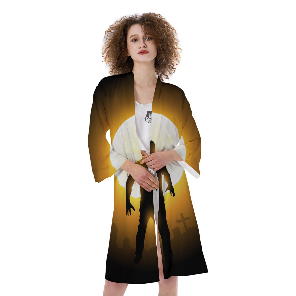 Walking Zombie Halloween Print Kimono-grizzshop
