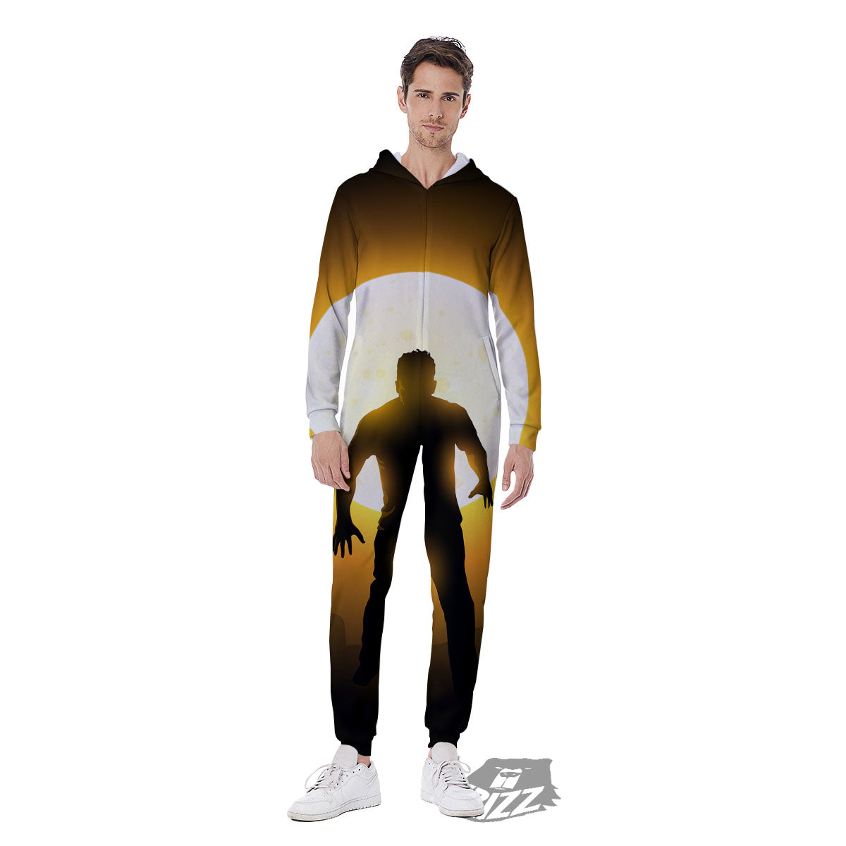 Walking Zombie Halloween Print Men's Jumpsuit-grizzshop