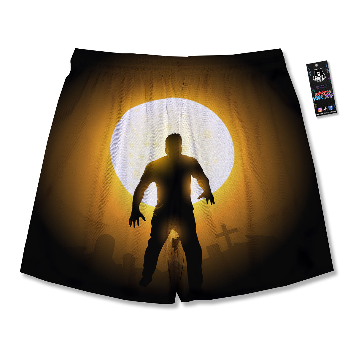 Walking Zombie Halloween Print Men's Running Shorts-grizzshop