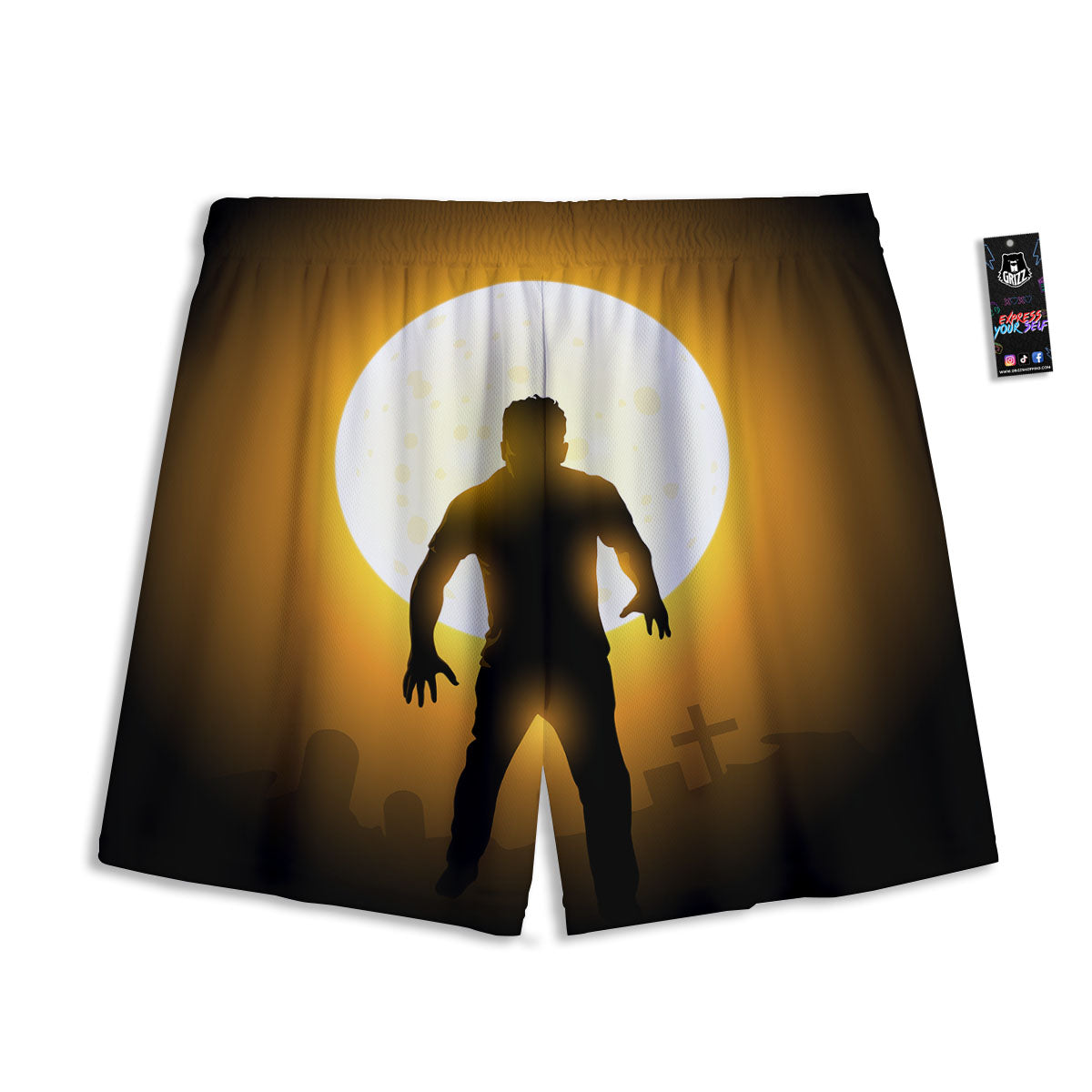 Walking Zombie Halloween Print Mesh Shorts