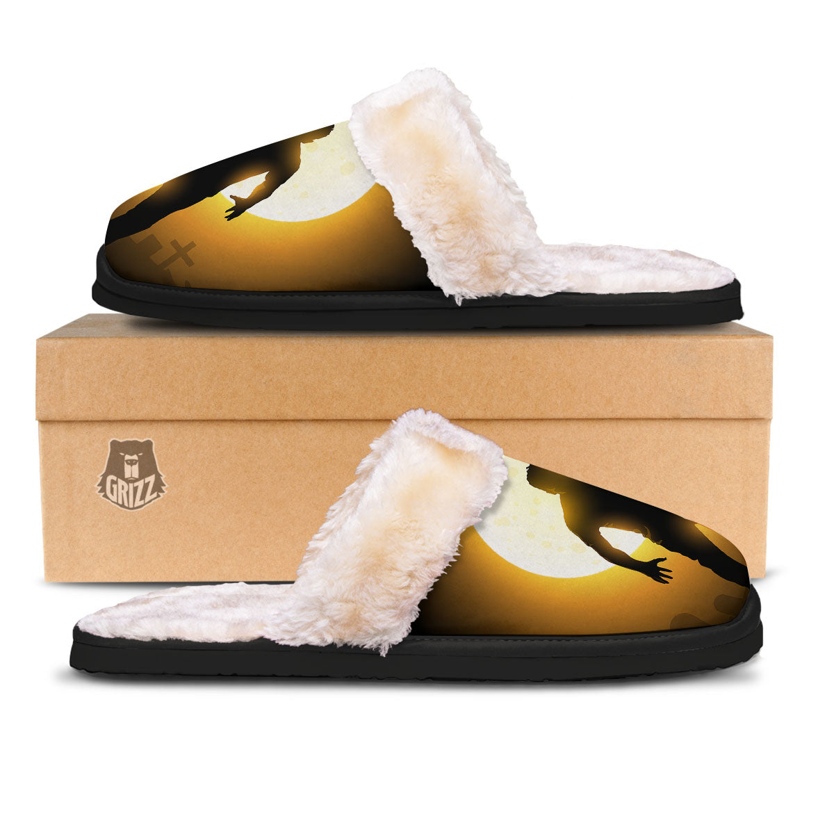 Walking Zombie Halloween Print Slippers-grizzshop