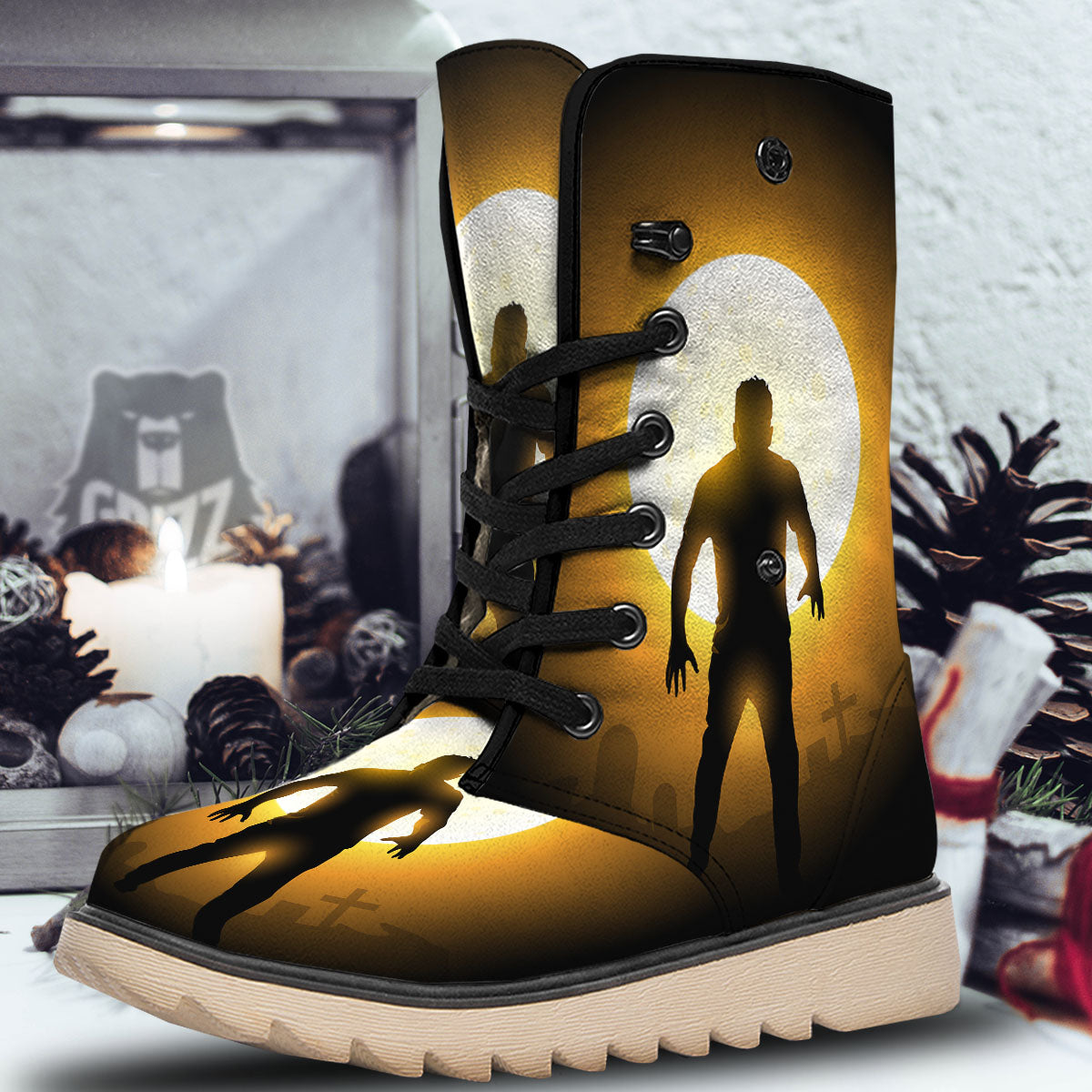 Walking Zombie Halloween Print Snow Boots-grizzshop