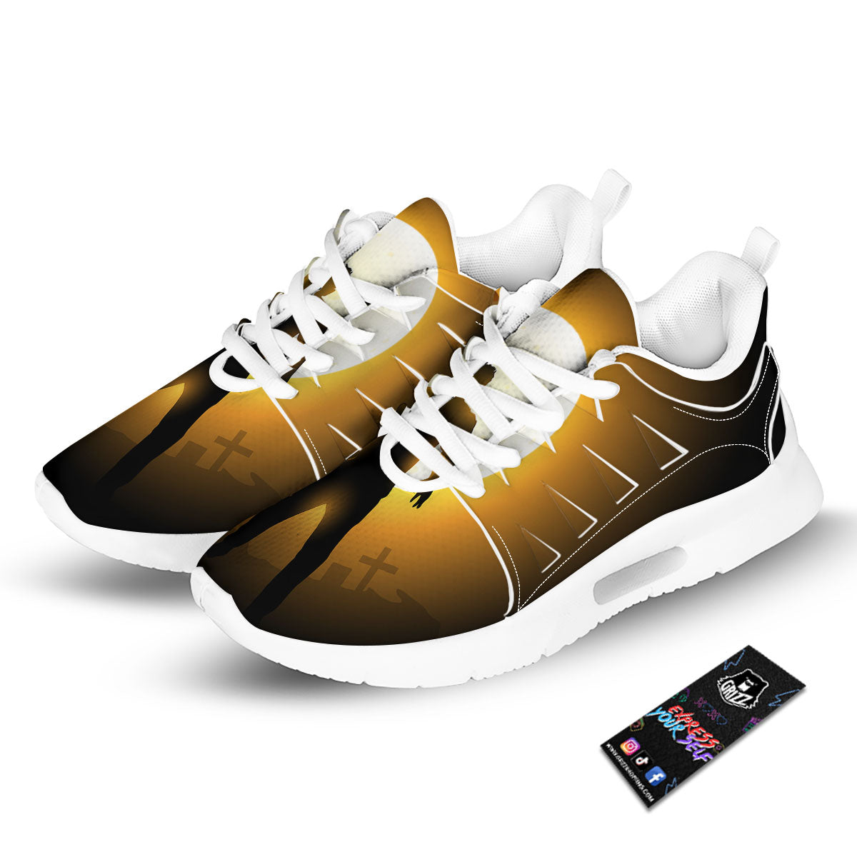Walking Zombie Halloween Print Tennis Shoes-grizzshop