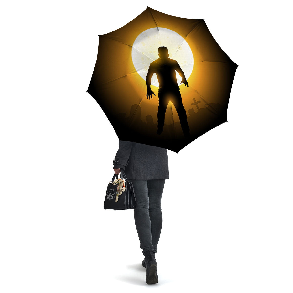 Walking Zombie Halloween Print Umbrella-grizzshop