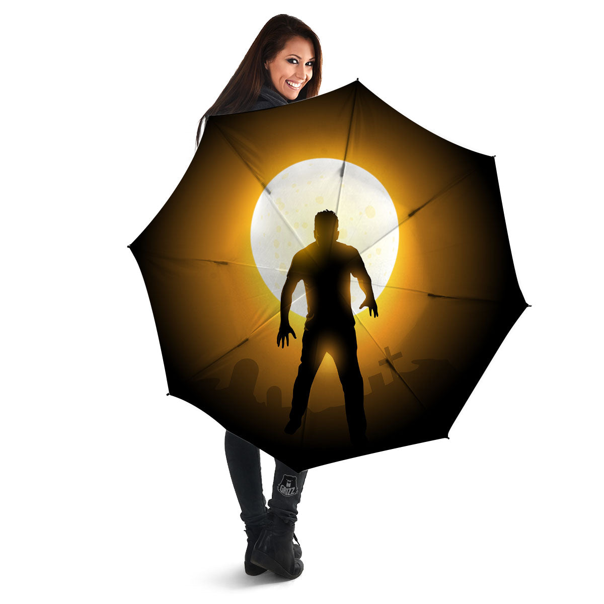 Walking Zombie Halloween Print Umbrella-grizzshop