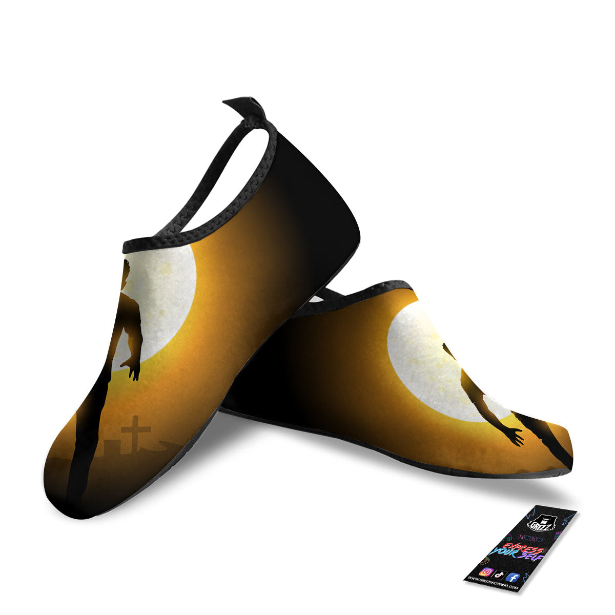 Walking Zombie Halloween Print Water Shoes-grizzshop