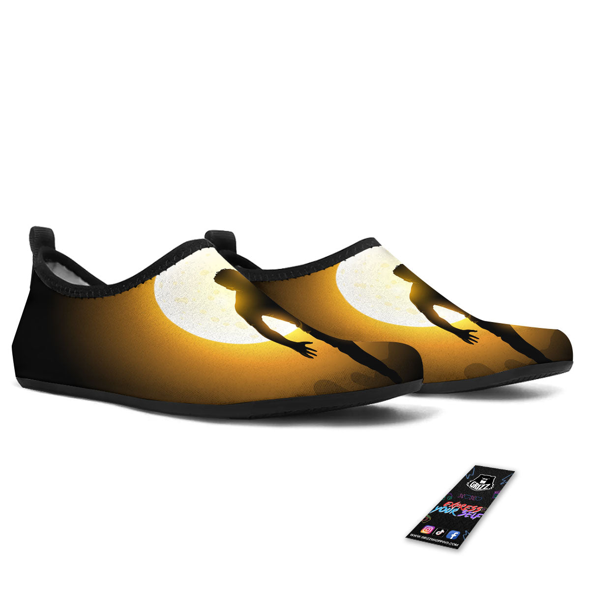 Walking Zombie Halloween Print Water Shoes-grizzshop