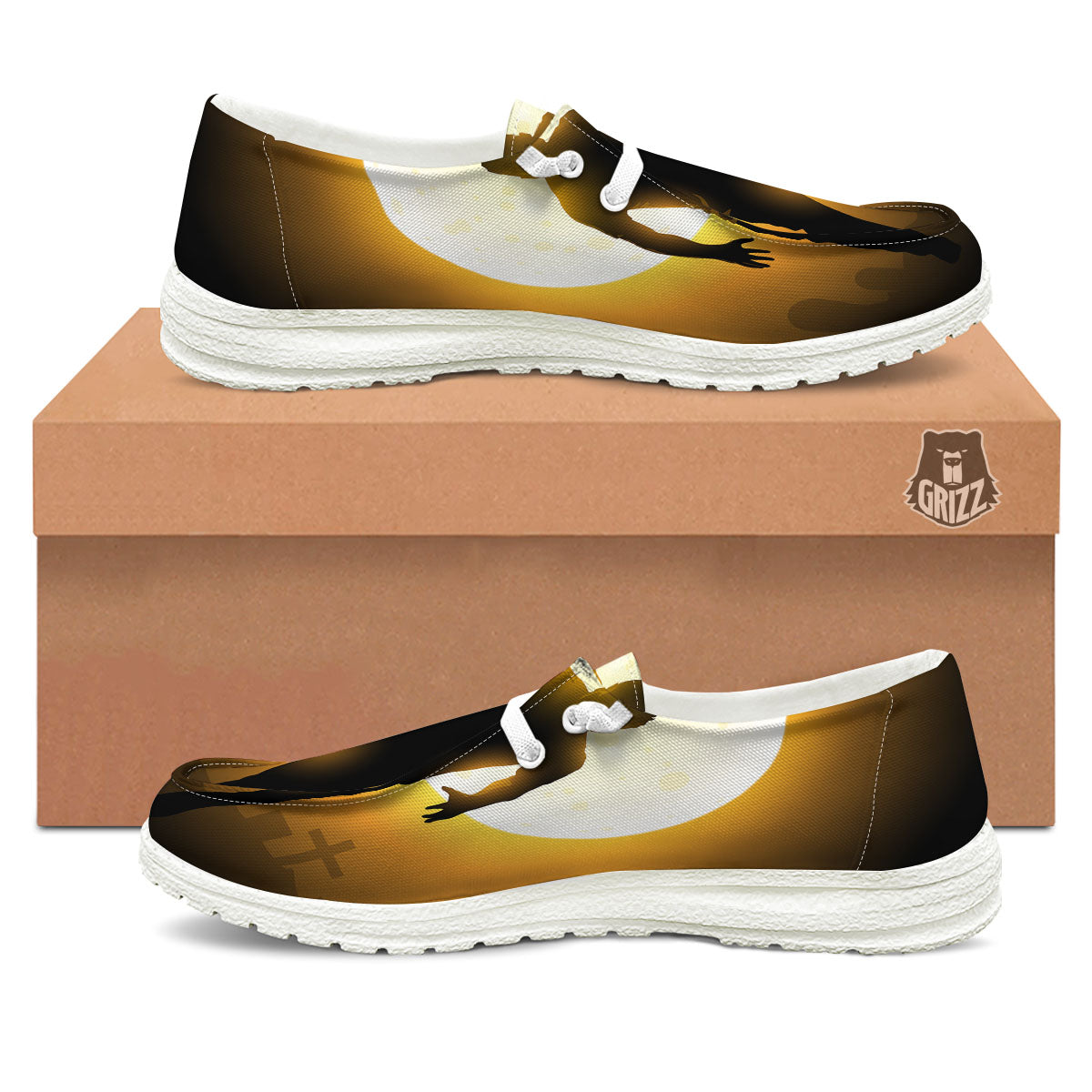 Walking Zombie Halloween Print White Loafers-grizzshop